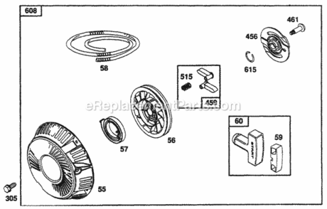 Part Location Diagram of 805958 Briggs and Stratton Rope-Starter
